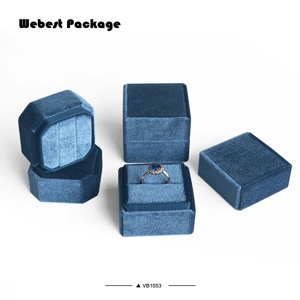 
Webest Brand Luxury Stretch Korean Velvet Jewelry Jewellery 2pcs Flocking Couple Ring Box 
