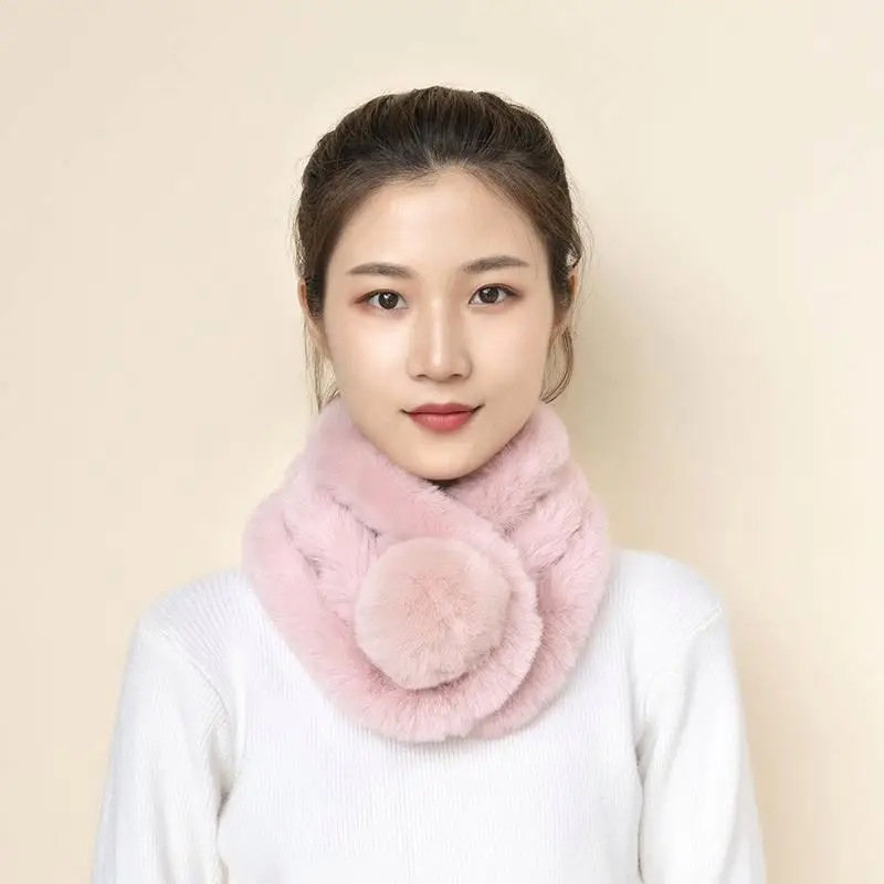 
Faux Fur scarf otter rabbit fur Scarves with three-tube neck thickened plush warm Scarves girl 
