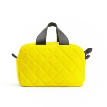 Fashion designer yellow solid color high-quality chloroprene rubber handbag placement card bag space handbag