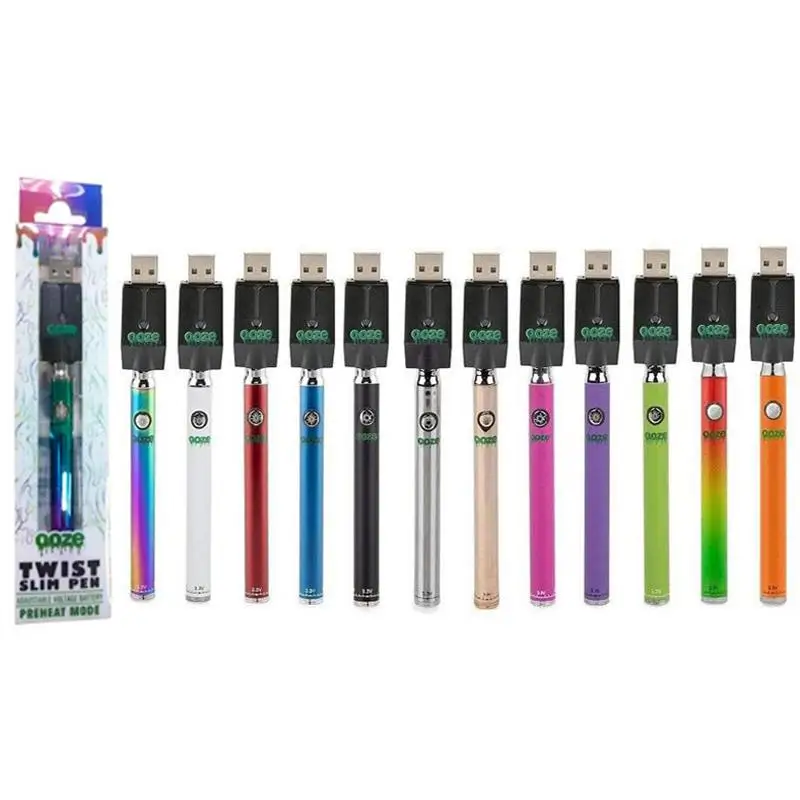 In Stock Ooz Slim Twist 510 Vape Pen Battery 350mAh Preheating Adjustable Voltage Vape Batteries Ooz Pen With Packaging Box