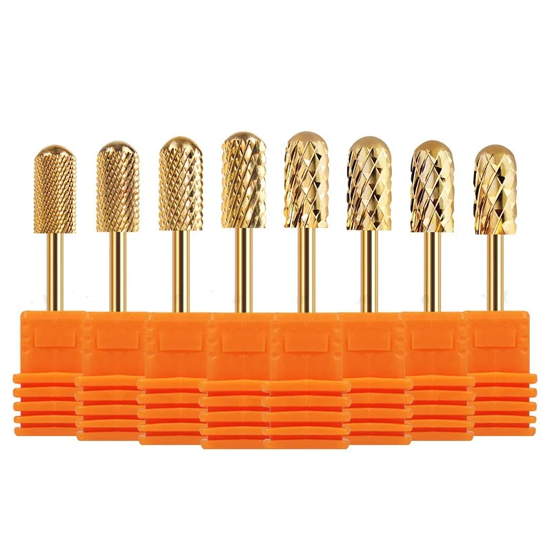 adiyat Round Head 8 Types Professional Nail Drill Bits Gold Carbide Tungsten Manicure Pedicure tools Nail Drill Bit Accessories