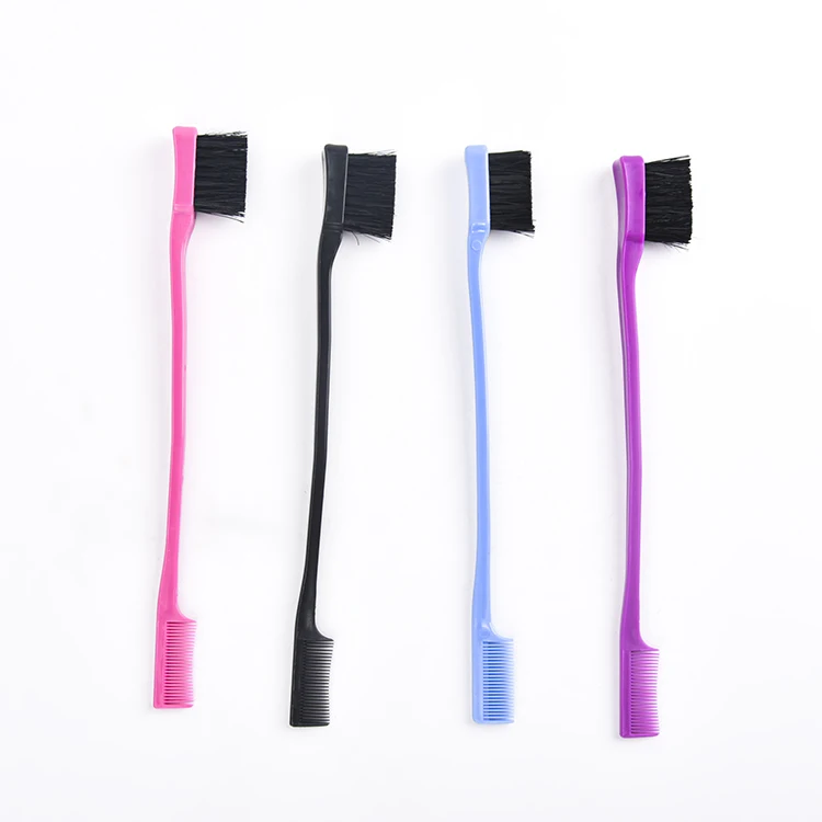 Portable Traditional Unique Double Eyebrow Hair Brush Travel Oem Customized Logo 2 in 1 Boar Bristle Comb