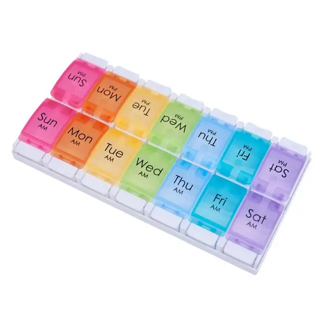 400331 Factory Custom Large Travel 7 day daily monthly weekly pill organizer storage boxes 2 times a day