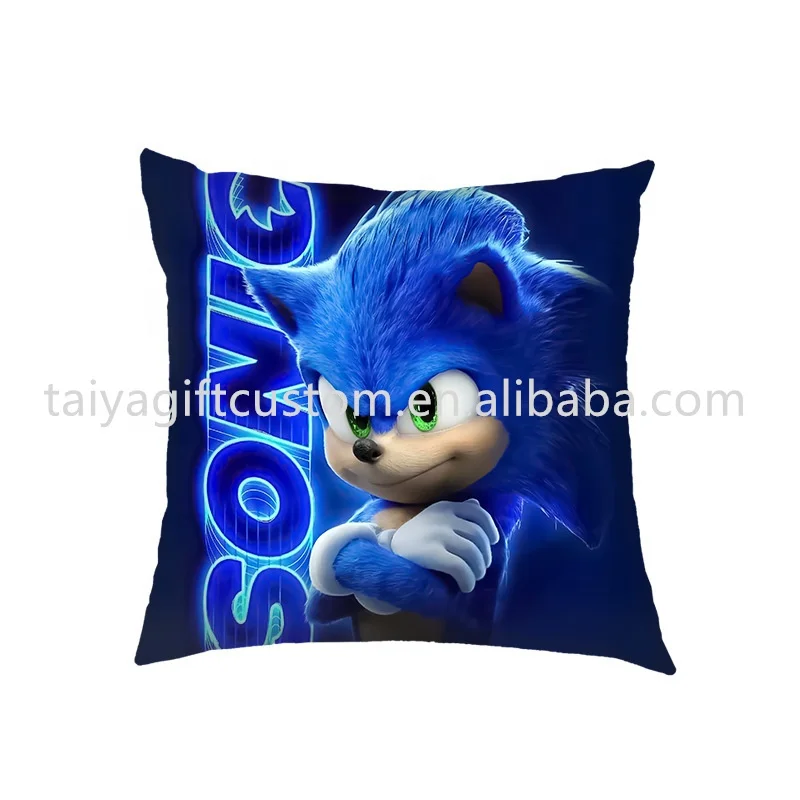 Manufacturer supplier Popular hot sale creative custom cartoon New TY-sonic Super Soft Short Plush Sofa Car Square Pillowcase