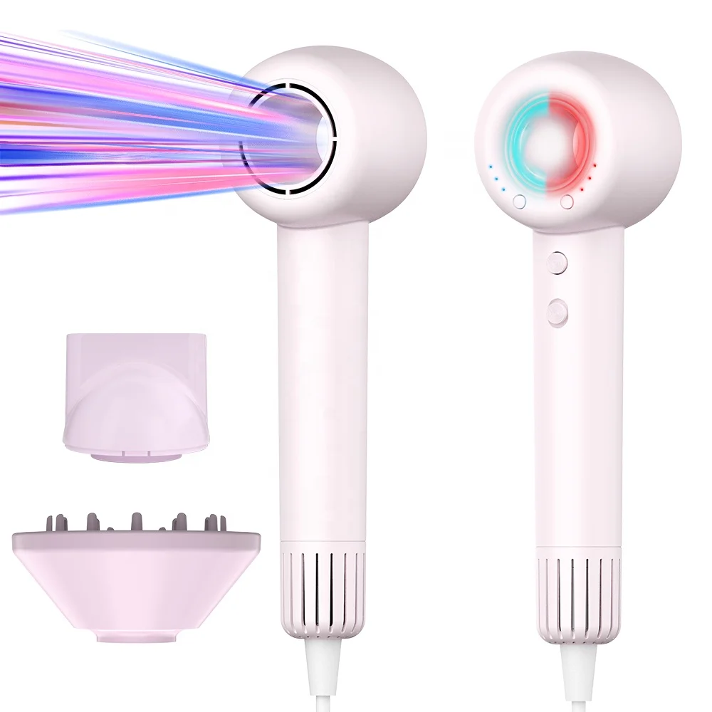 Professional Ionic Mini Hair Dryer Low Noise Blow Dryer with Concentrator Nozzle & Diffuser Attachments for Home Salon Travel