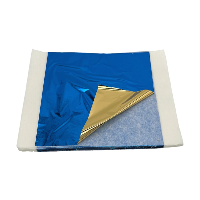 13*13.5 cm Colorful Taiwan Imitation Gold Nail Furniture Decoration Taiwan Blue-Silver Gold Double-Sided Gold Foil Leaf