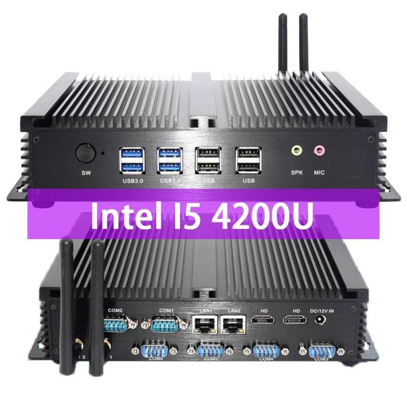Wholesale Low Cost Industrial Mini PC Intel Core i5 4200U Support 6 COM 8 USB 8GB RAM Fanless Embedded Industrial Computer