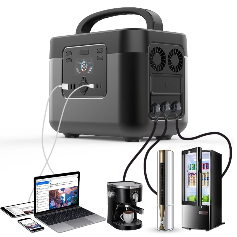 High Power 1200W 18W Wireless Charging QC3.0 Fast Charger MPPT Portable Power Station For Outdoor Travel Camping Home