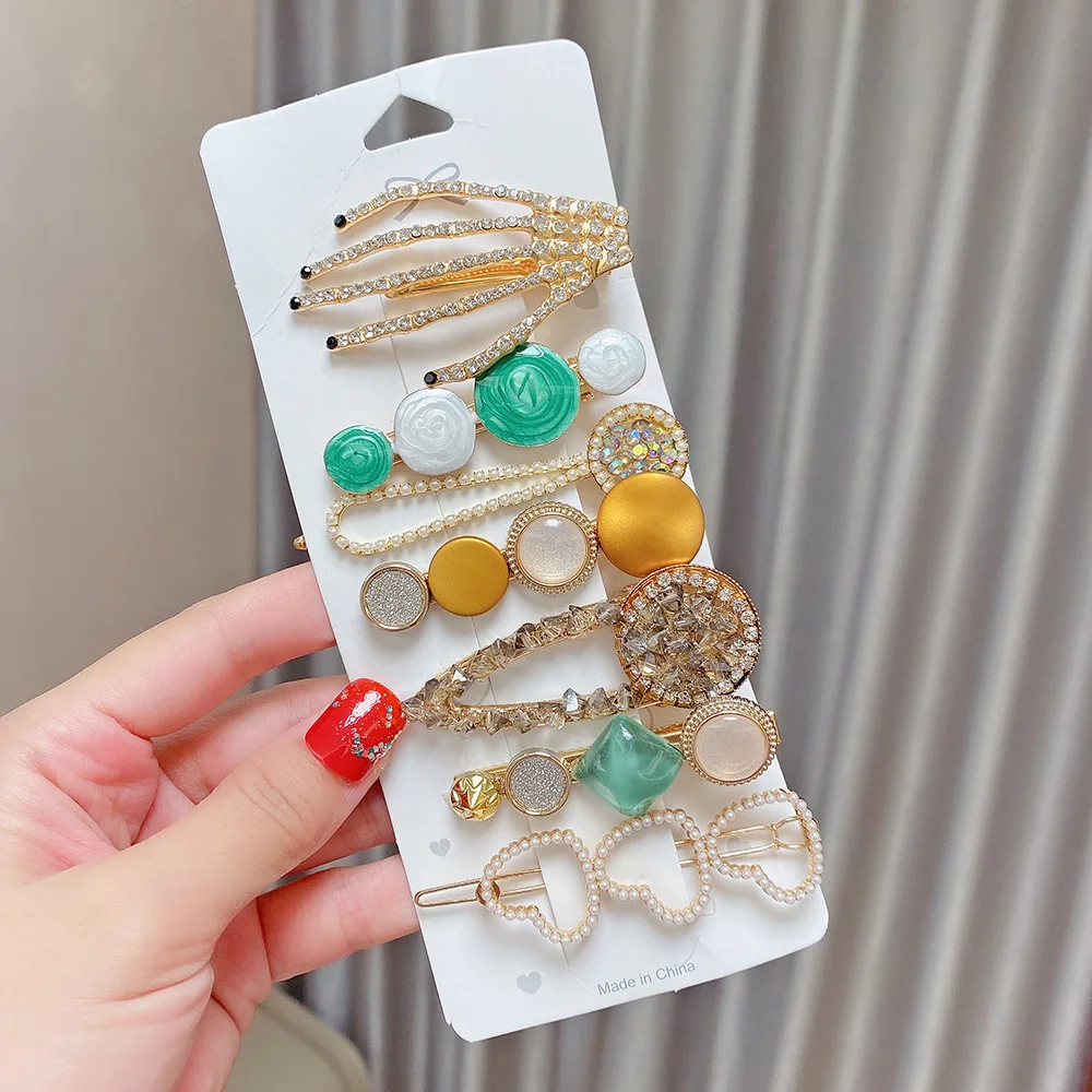 Hot Selling Pearl Metal Starfish Hair Clips Sets Various Acetate Grips Flower Hair Clips Packaging Set For Kids