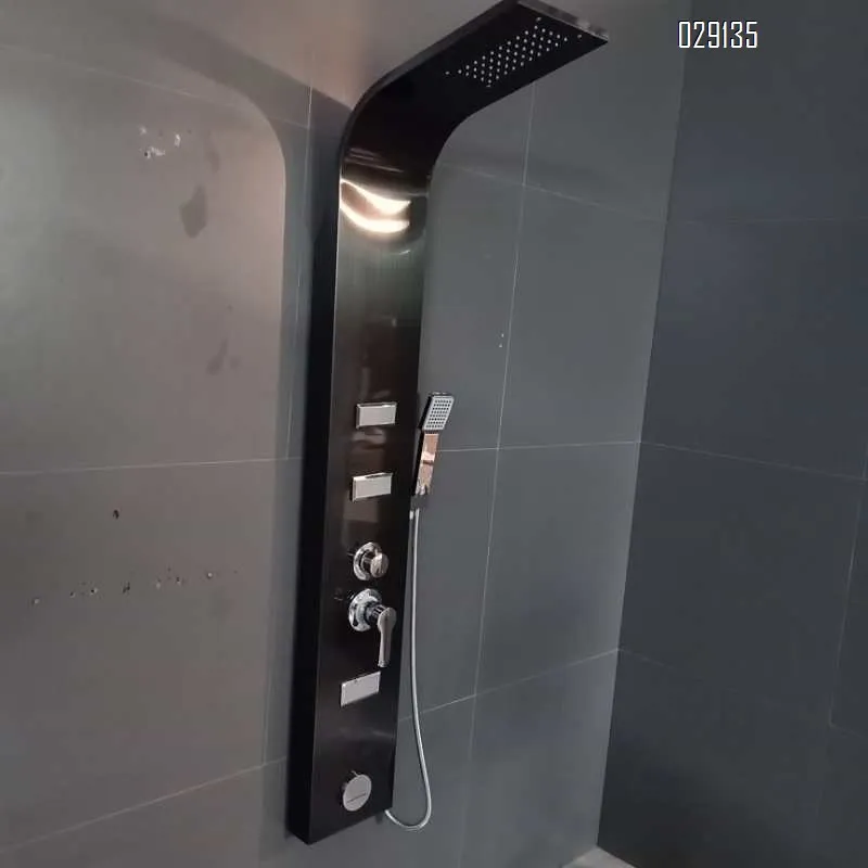 Luxury Black Color  Thermostatic Led Rain Shower  Bathroom Stainless Steel Wall Mounted  Shower Panels