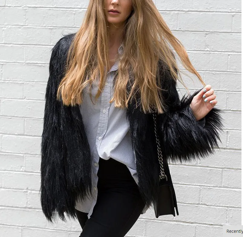 Imitation fur coat female coat European and American fashion fur warm long hair