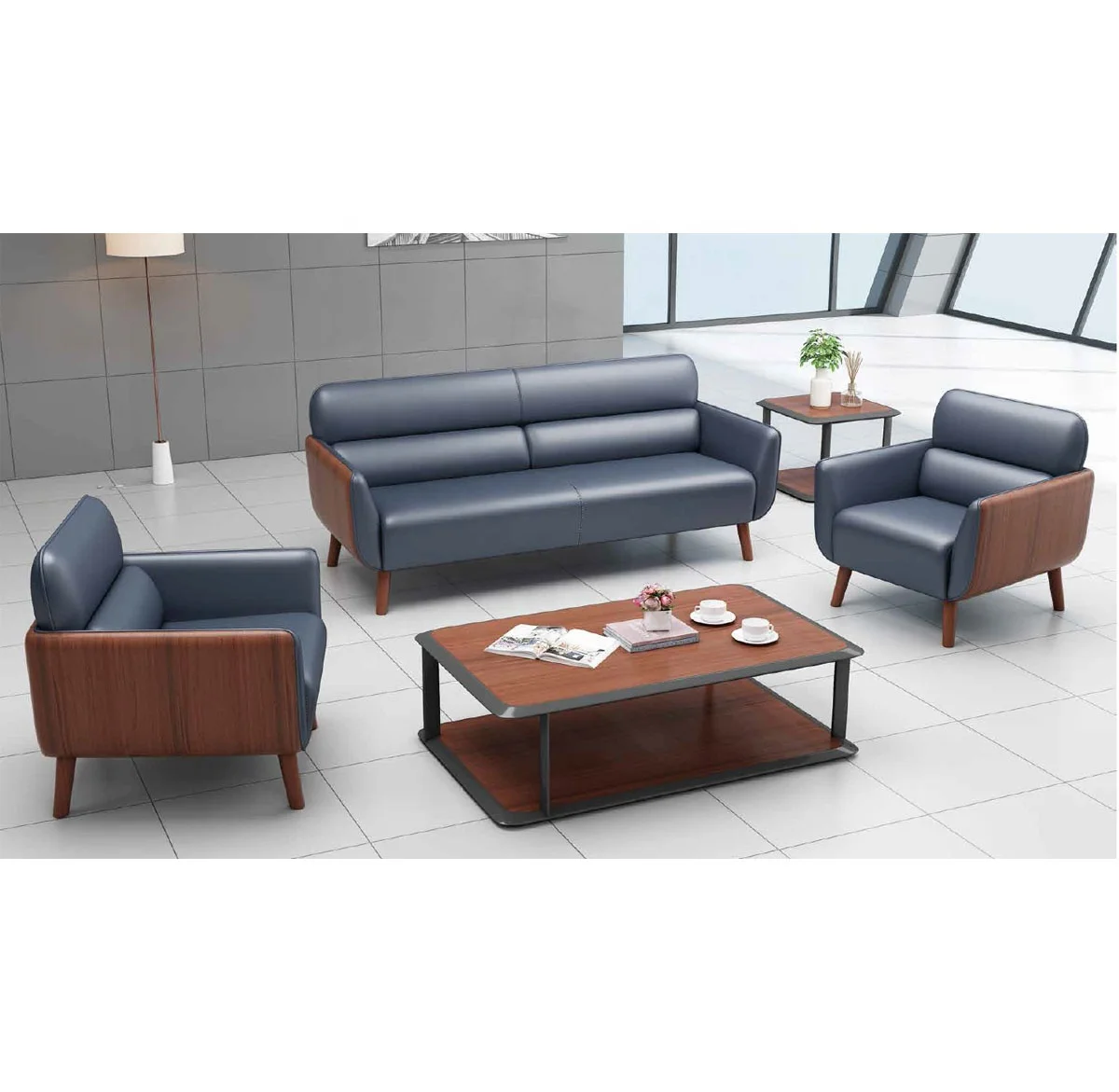 (SZ-SF8035) Luxury Black Leather office Sofa Set Designs  Executive Office Sofa design