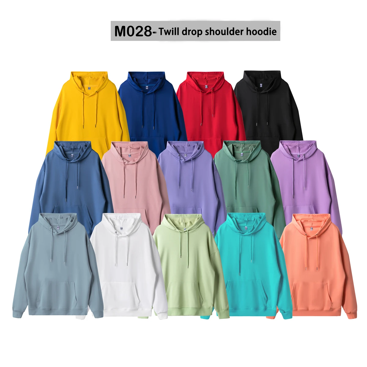 Men women same style twill drop shoulders 100%  Refined cotton wholesale sweatshirt hoodie