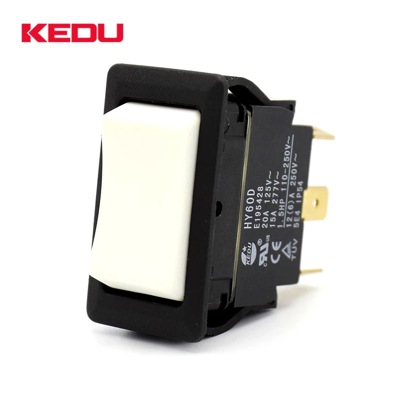 KEDU ON OFF ON DPDT Momentary White Color 3 Way Rocker Switch With UL TUV CE Approval HY60D