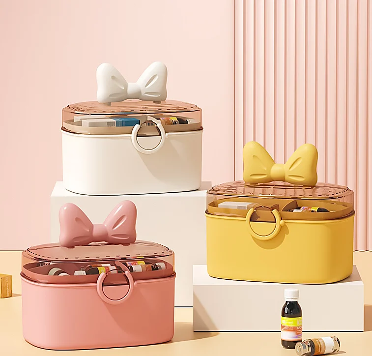 Medicine cabinet Household medicine cabinet Large capacity baby medicine storage box Medical box Portable double-layer first aid