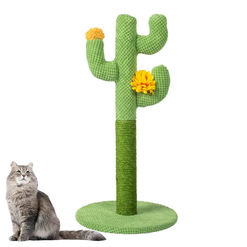 Wholesale New Fashion Green Cactus Shape Pet Cat Scratching Post Cactus Cat Scratcher Tree