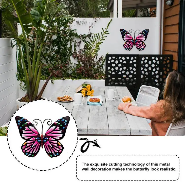 
3D Metal Butterfly Decor Inspirational Sculpture Garden Wall Decor Wrought Iron Butterfly Wall Hanging Courtyard 