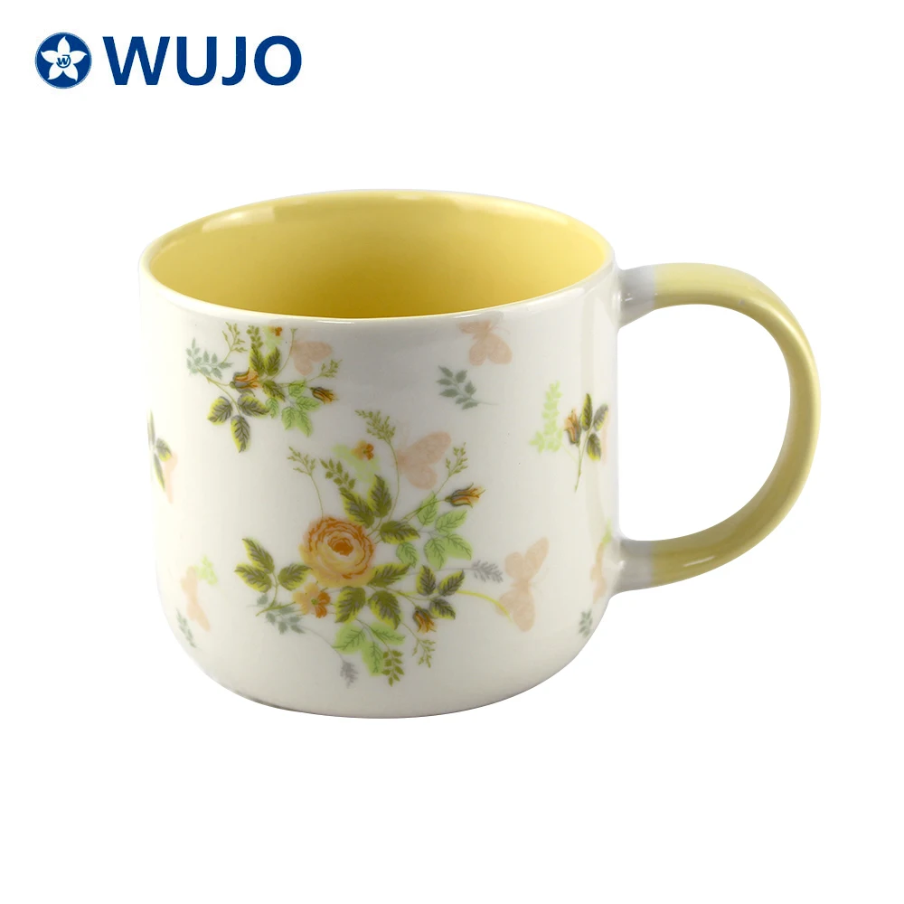 WUJO Colored Inside Ceramic Coffee Cup 14oz Li Ling Ceramic Soup Coffee Mugs
