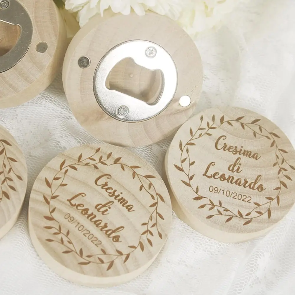 Personalized Wedding Favor Bottle Opener Fridge Magnet Wooden Magnetic Bottle Opener Party Favor Wedding Gift Souvenir For Guest