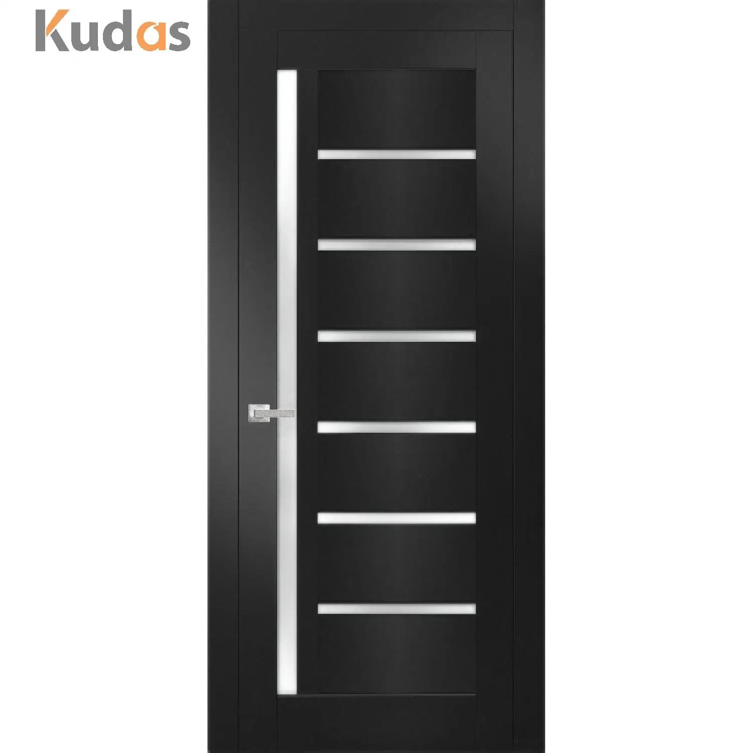 Interior Flush Glass PVC Door Black Solid Wood MDF Doors Composite Soundproof Door