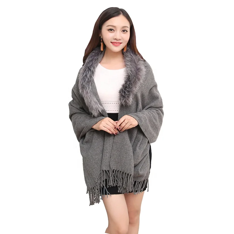 
Fashion Women Autumn Winter Thick Shawl Faux Fur Cashmere Pashmina Scarves Solid Wedding Shawls 