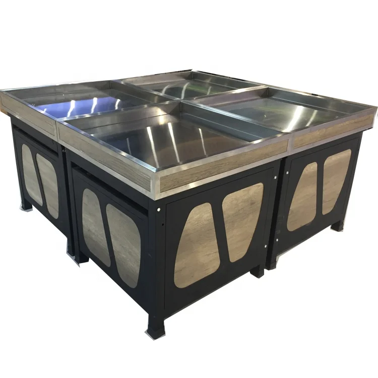 Unique Wooden Vegetables Display Shelves Supermarket Equipment for Shop Decoration