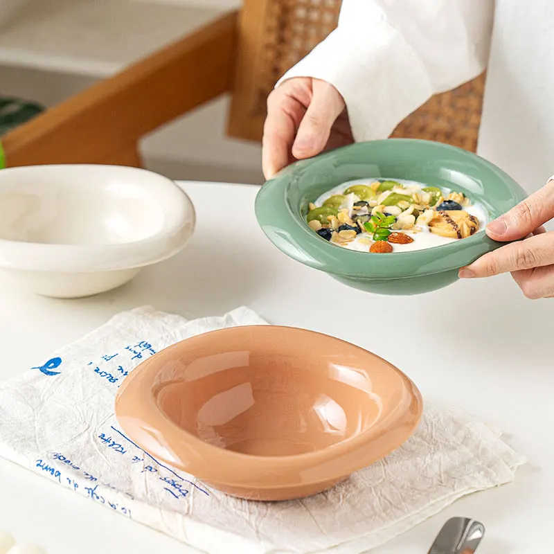 Irregular Yogurt Ice Cream Bowls Ceramic Breakfast Dessert Salad Fruit Bowl