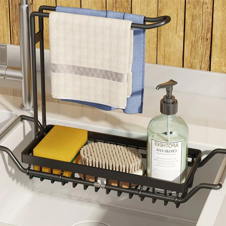Adjustable Dish Cloth Holder Kitchen Over Sink Sponge Organizer Container Storage Holders