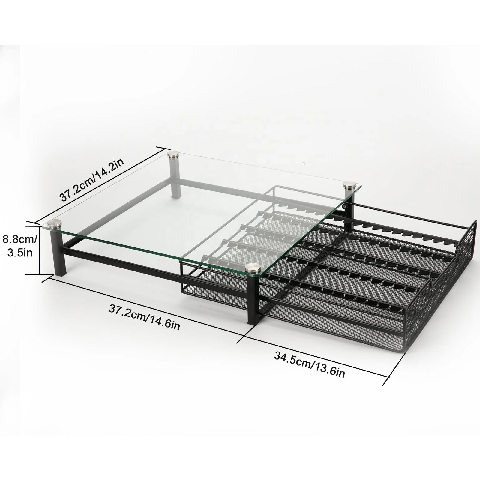 Factory New Design Tempered Glass Clear Coffee Pod Holder And K Cup Organizer Drawer For Storing Coffee Capsules