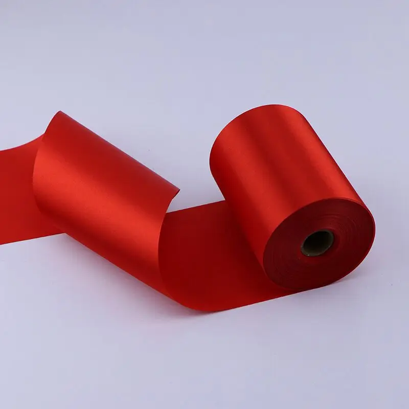 4 Inch x 22Yards Wide Red Satin  Ribbon Solid Fabric for Cutting Ceremony Kit Grand Opening Chair Sash  Wedding Party Decoration