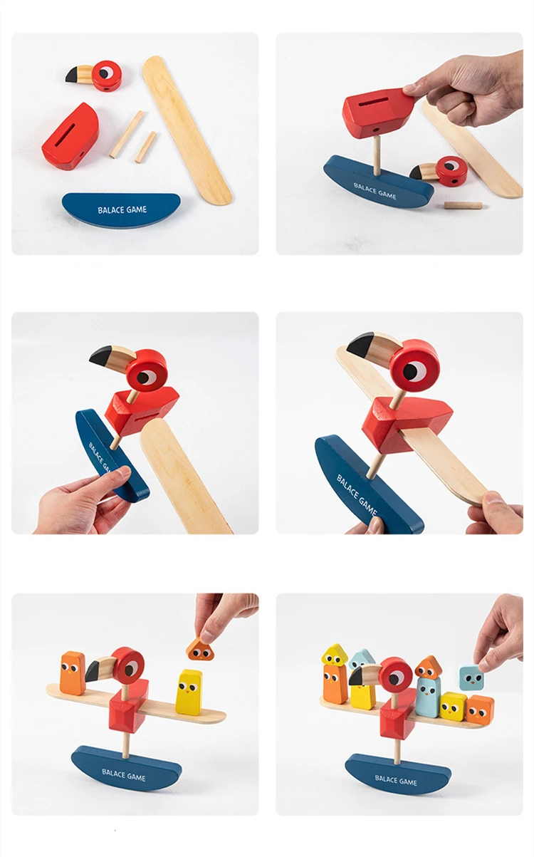 Wooden Bird Balance Stack Height Game Creative Thinking Interesting Stacking Blance Game