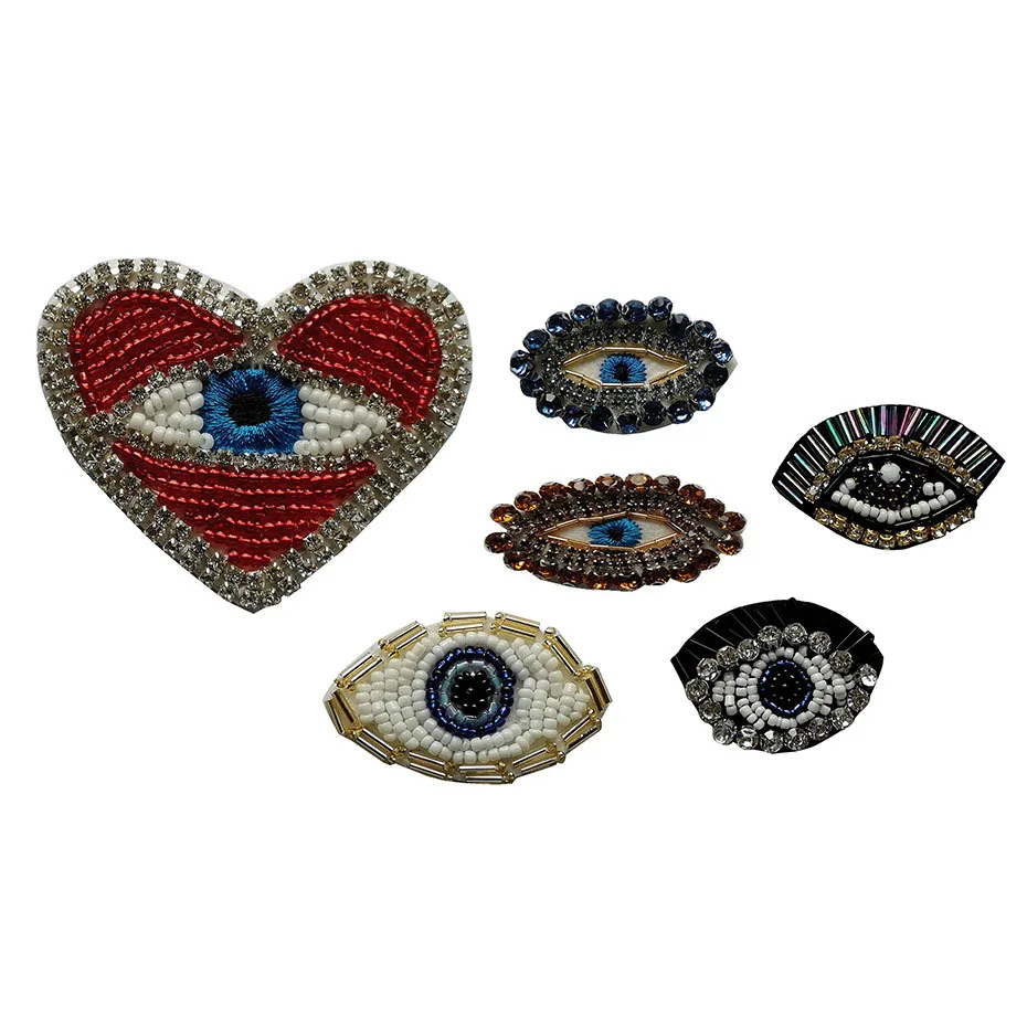 Garment Accessories New Hand Beaded Diamond Eyes Jacket Fashion Beaded Rhinestone Embroidery Patches