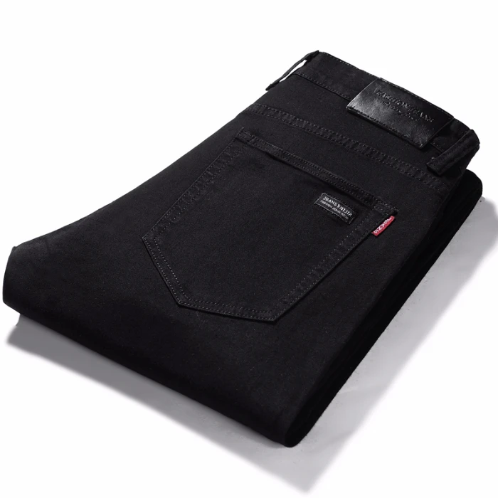 Джинсы мужские стрейчевые, деловые повседневные брюки из денима, классический стиль, черные, весна 2020