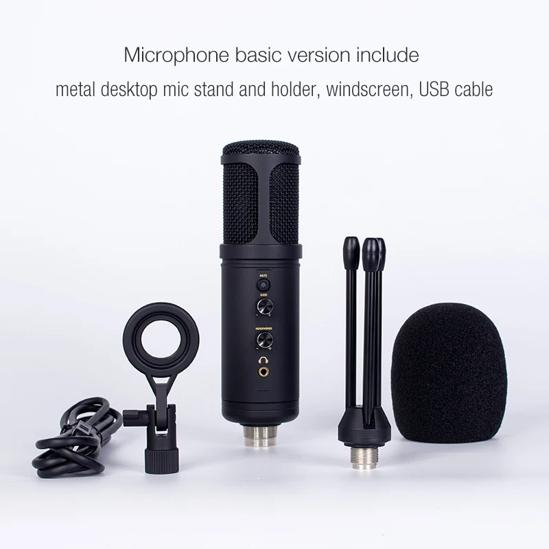 Профессиональный Студийный конденсаторный USB-микрофон для подкастов и игровых