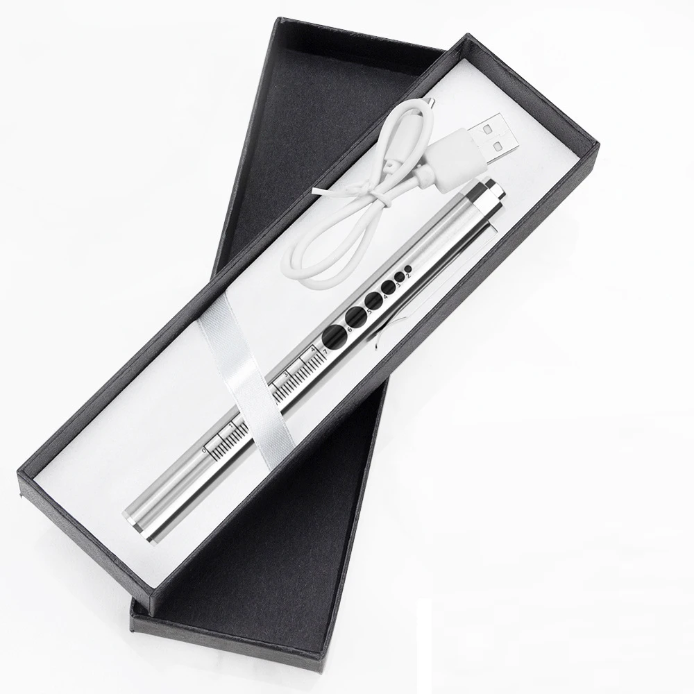 2 LEDs White +Yellow Type C USB Recharging Penlight Pocket Clip Pen Light Mini Nursing Flashlight LED Torch Lamp