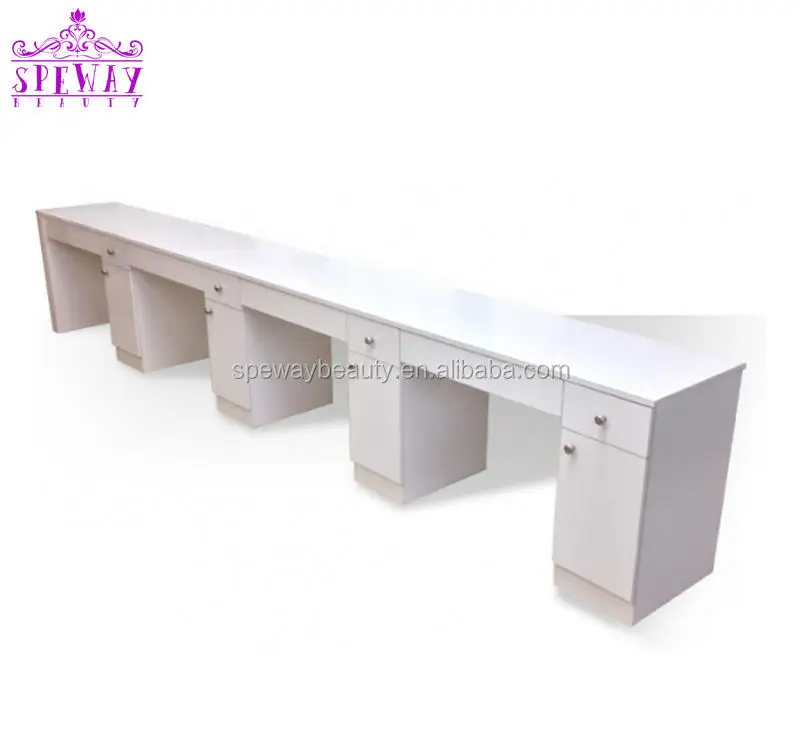 Beauty Salon Equipment 3 Seaters Professional Manicure Tables Modern White Marble Topnails Table Salon Manicure Furniture