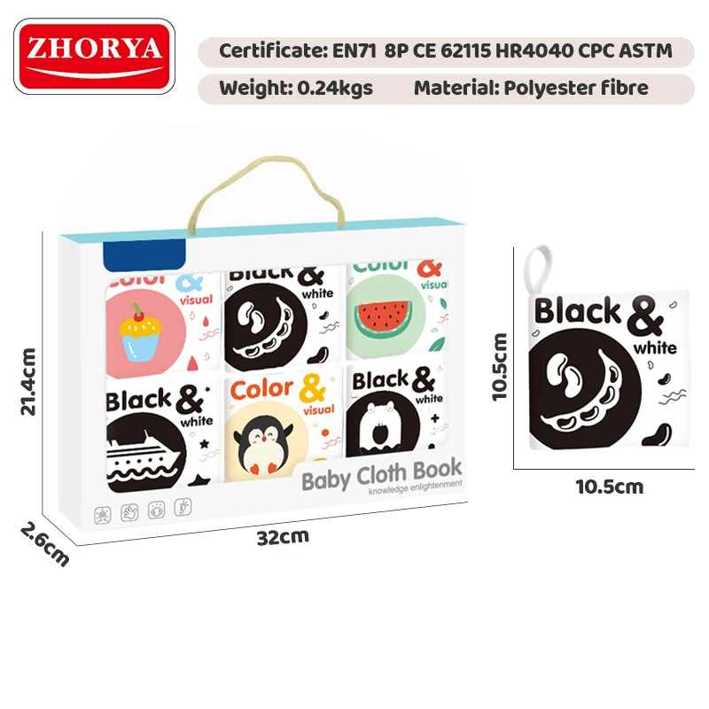 Zhorya Wholesale Custom Education knowledge enlightenment baby soft Quiet Cloth Books for children