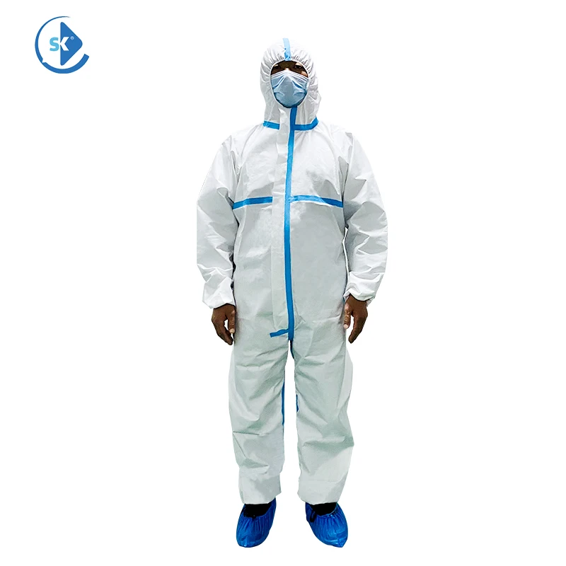 PPE Protection Supplies Surgical Overall Suits Hooded Disposable Coverall Anti Static