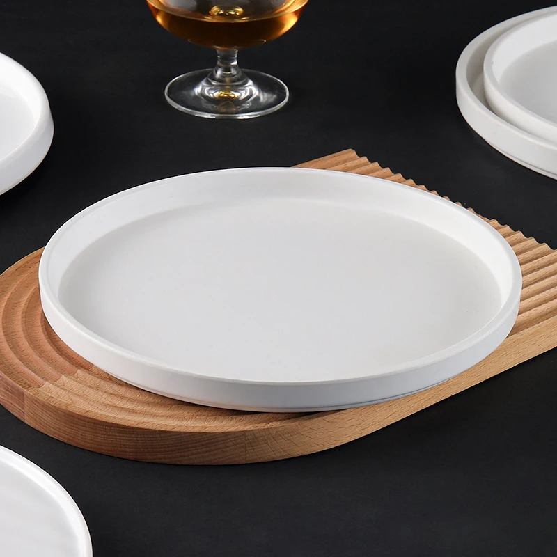 Modern Round white Matte Hotel White Unbreakable Eco-Friendly Custom Logo Melamine Tableware Plate Dish For Restaurant