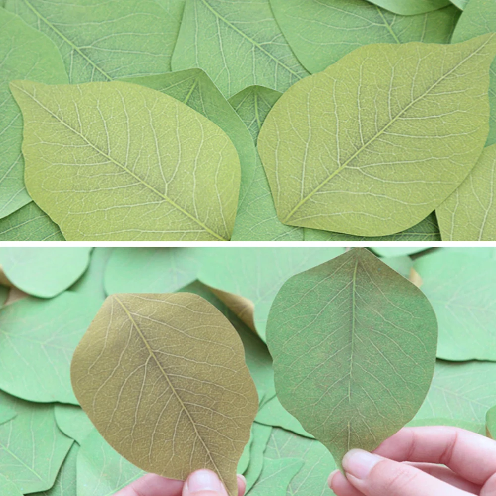 5 Packs Green Leaf-Shaped Sticky Notes Stickers Removable Self-Stick Notes Scratch Pads for Desk Office School Memos