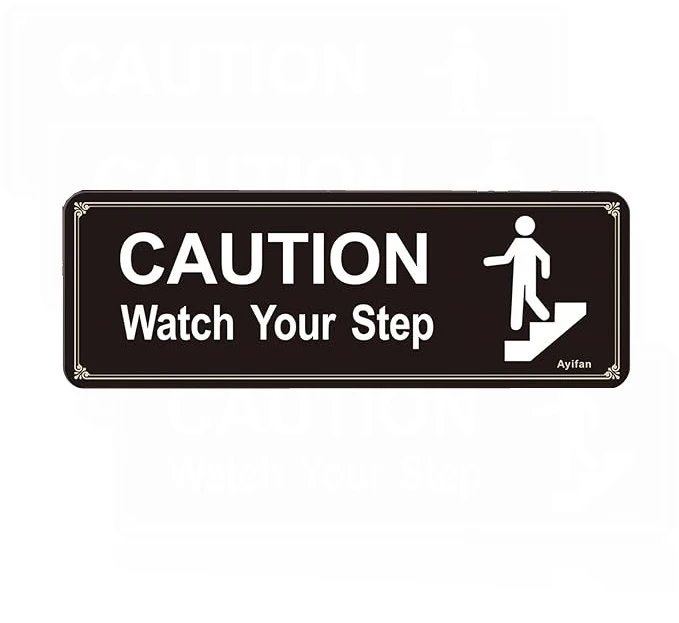 Caution Watch Your Step Sign for floor Acrylic PMMA with Symbols Self-adhesive for Home and Business Restaurants Offices