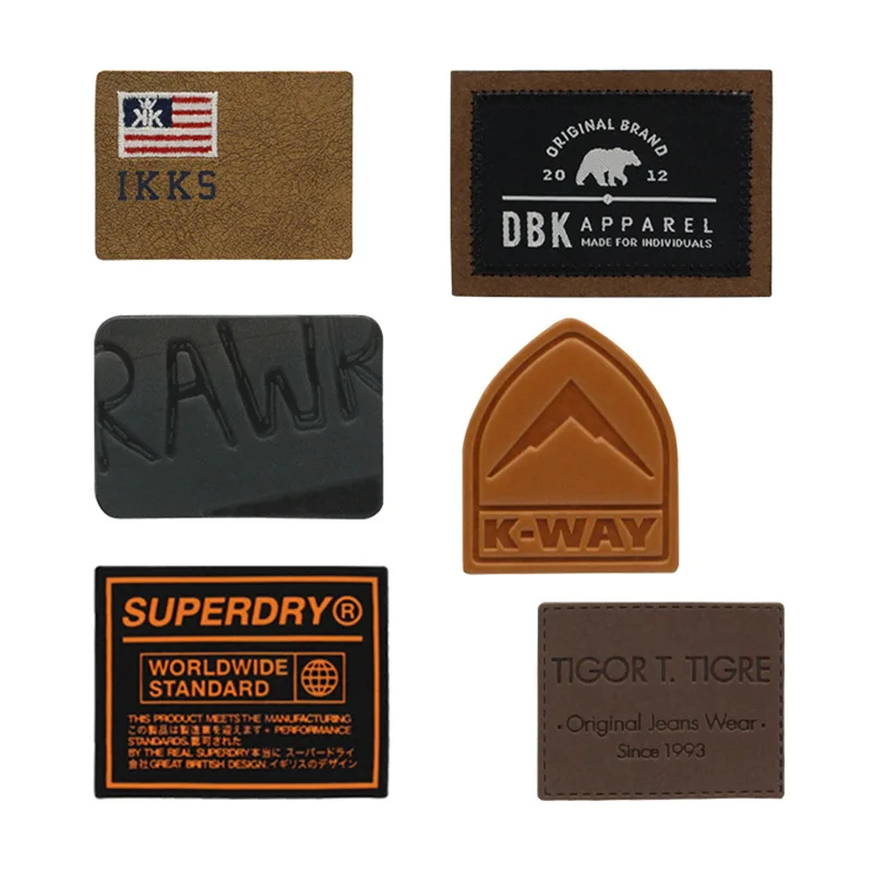 High Quality Custom Logo Debossed Sew On Genuine Tag Jeans Leather Patches Label for Clothing
