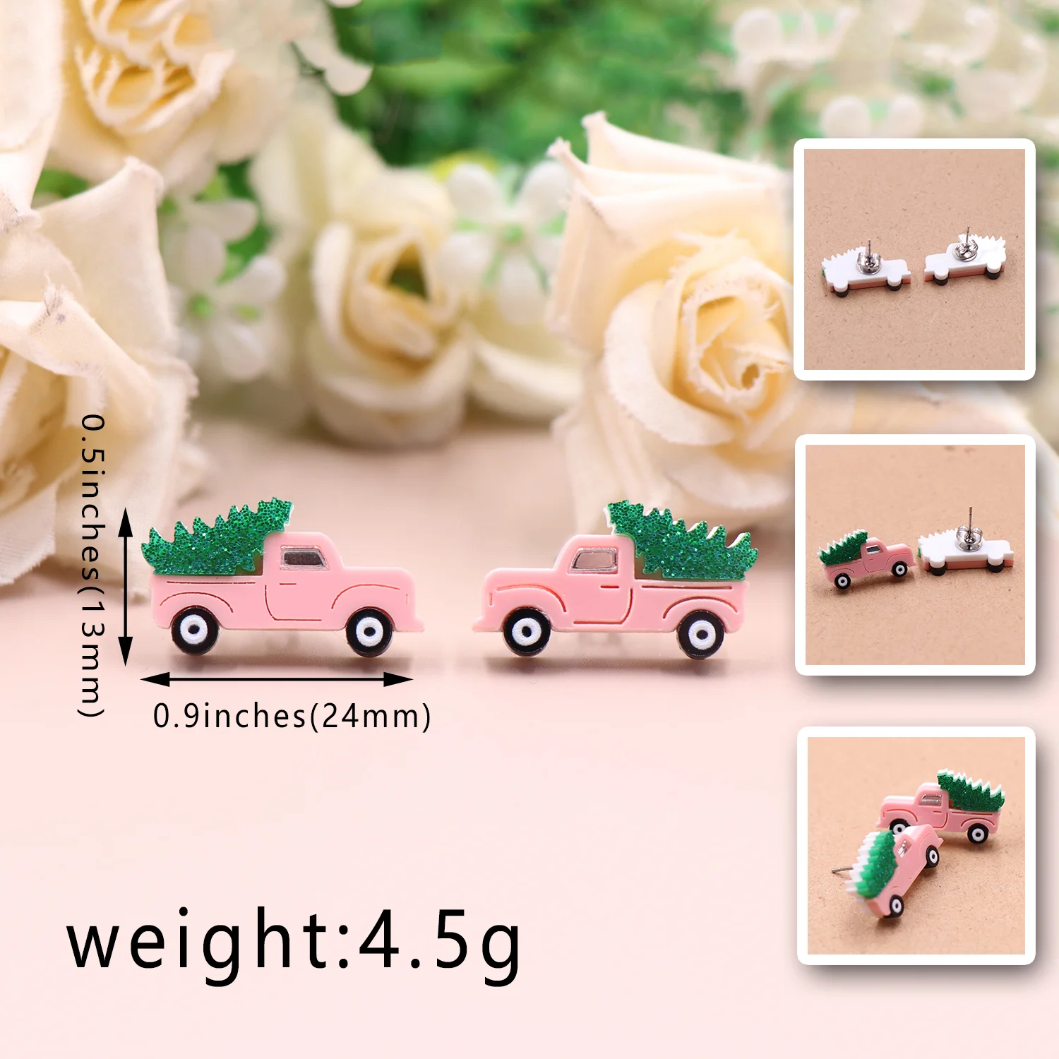 ERS372ER1606  1Pair New product CN Stud earring For women Christmas car cute Acrylic Jewelry