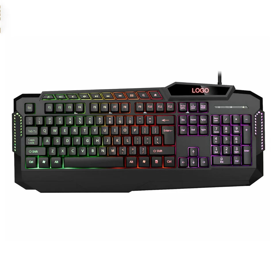 high quality Radium engraving of transparent characters gaming keyboard with 10 multimedia keys