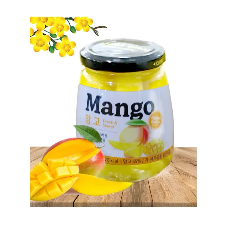 345g Glass Can Mango in Syrup Good Price For Export Best Brand Wholesaler From Vietnam Hot Selling Fruit Syrup