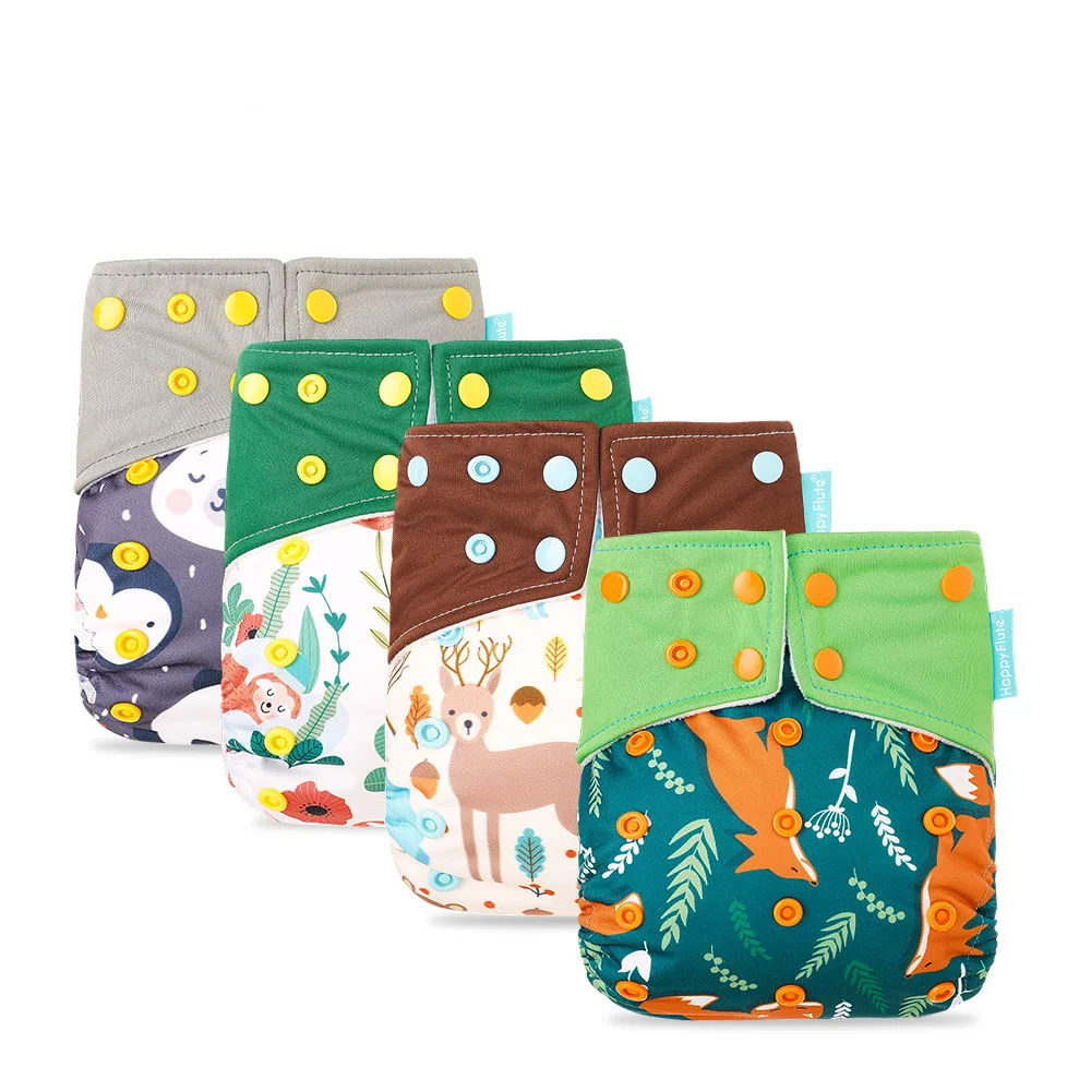 Happy Flute Baby Reusable Diaper Washable Baby Nappies ai2 Ecological Diaper Cloth Diaper For 3-15Kg Baby