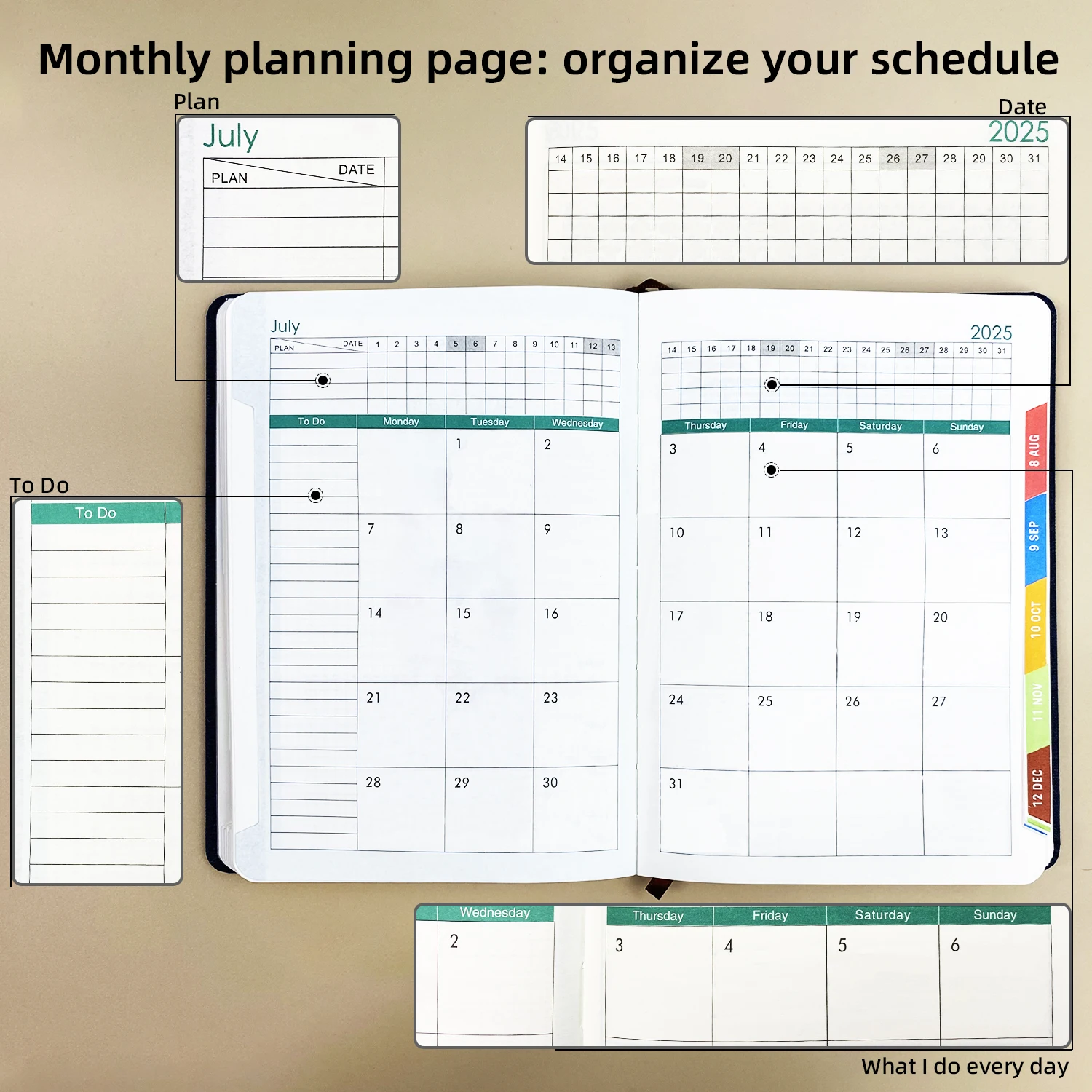 2025 Custom Logo Fabric Linen Cover A5 Journal Agendas Notebook