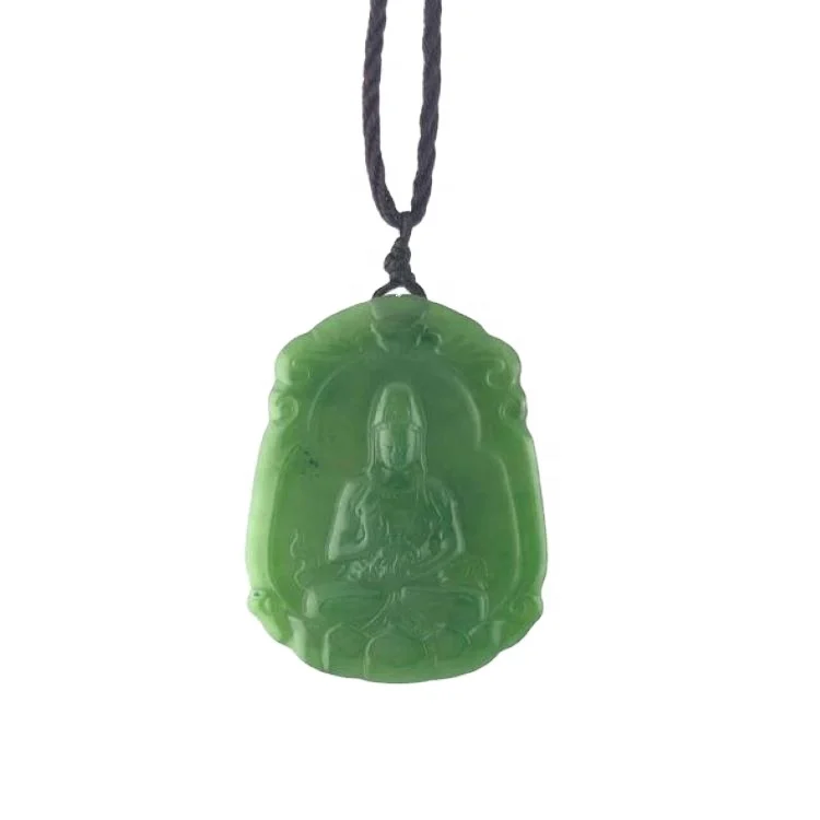 Custom high quality blessing amulet green jade buddha pendant necklace
