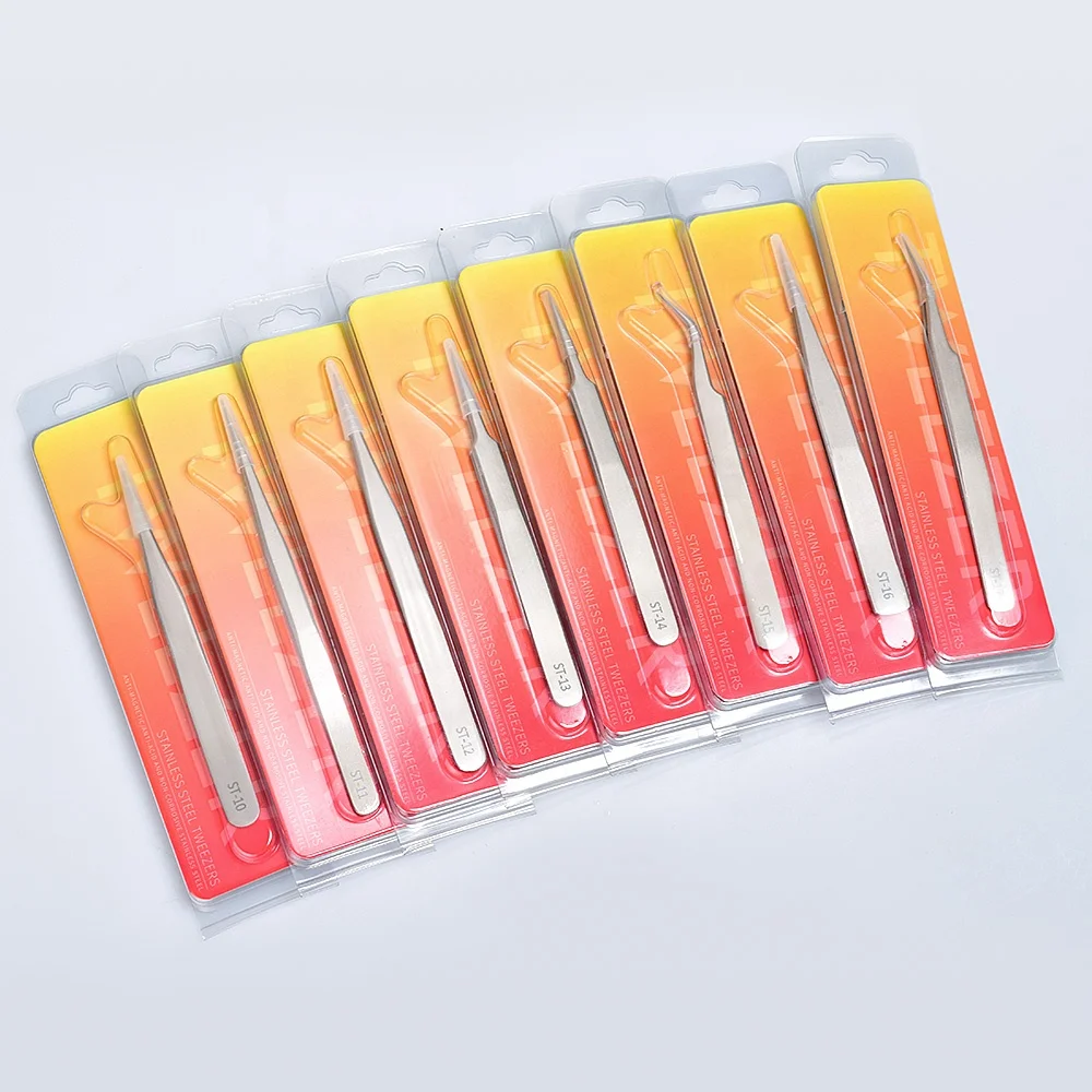 Stainless Steel Eyebrow Tweezer False Eyelash Extension Tools Auxiliary Repair Hyperfine High Precision Anti Acid Tweezers