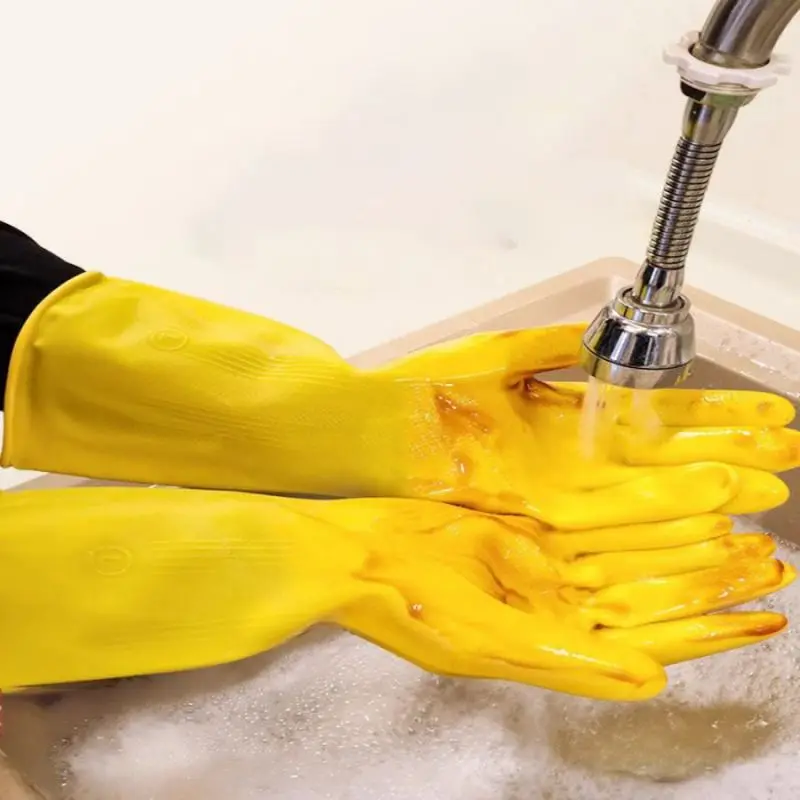 Guangzhou Factory Waterproof reusable household cleaning and dishwashing work gloves Natural rubber latex household gloves